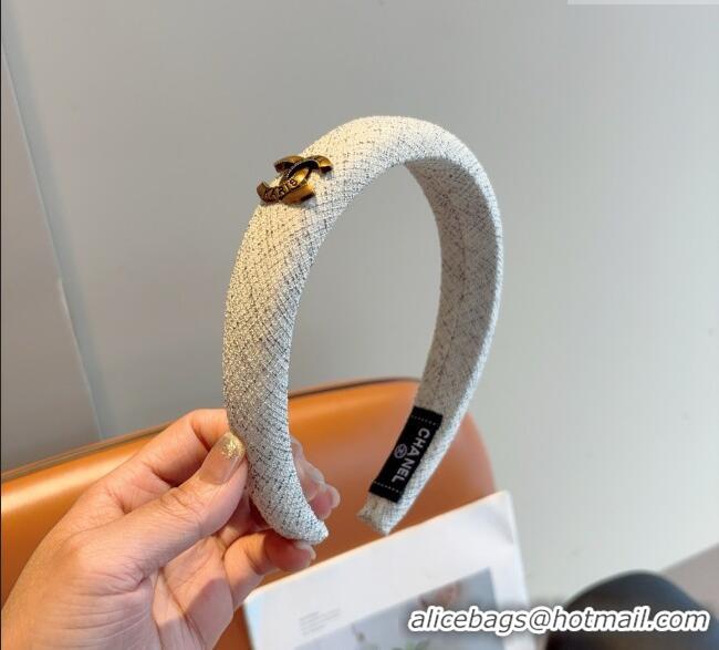 Good Quality Chanel Tweed Headband CH111232 White/Black 2025