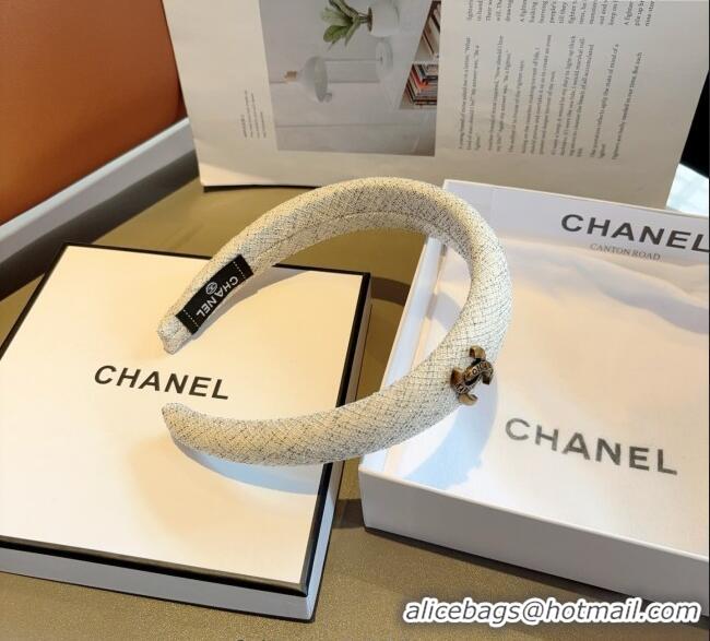 Good Quality Chanel Tweed Headband CH111232 White/Black 2025