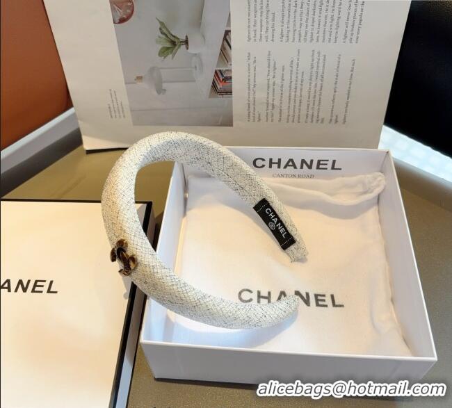 Good Quality Chanel Tweed Headband CH111232 White/Black 2025