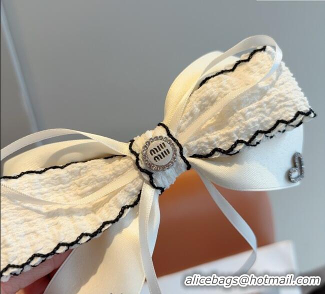 Best Price Miu Miu Bow Hair Clip MM111201 White/Black 2025