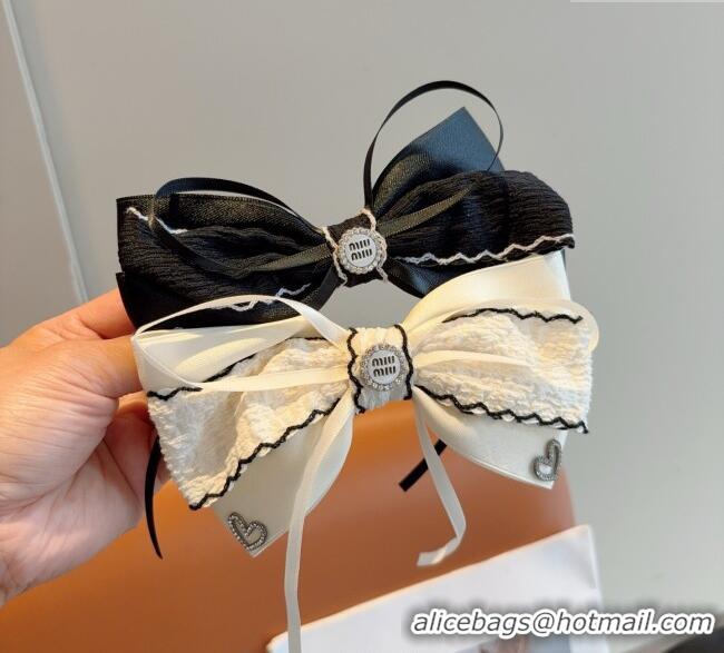 Best Price Miu Miu Bow Hair Clip MM111201 White/Black 2025