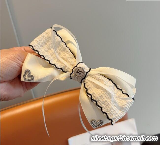 Best Price Miu Miu Bow Hair Clip MM111201 White/Black 2025