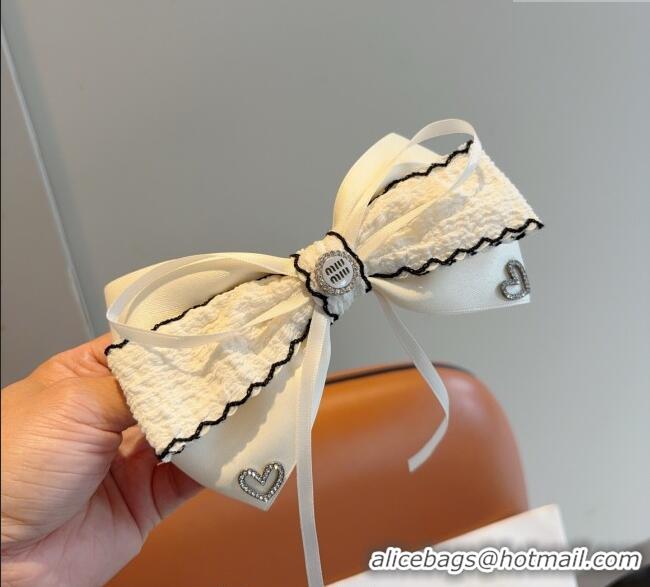 Best Price Miu Miu Bow Hair Clip MM111201 White/Black 2025