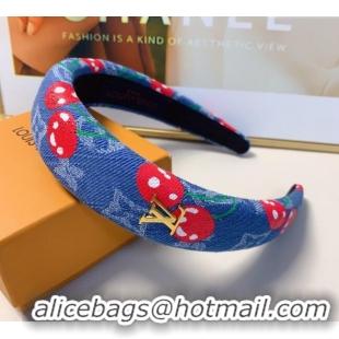 New Cheap Louis Vuitton LV x TM Cerise Cherry Denim Headband LV111238 Blue 2025