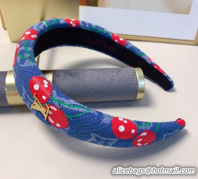New Cheap Louis Vuitton LV x TM Cerise Cherry Denim Headband LV111238 Blue 2025