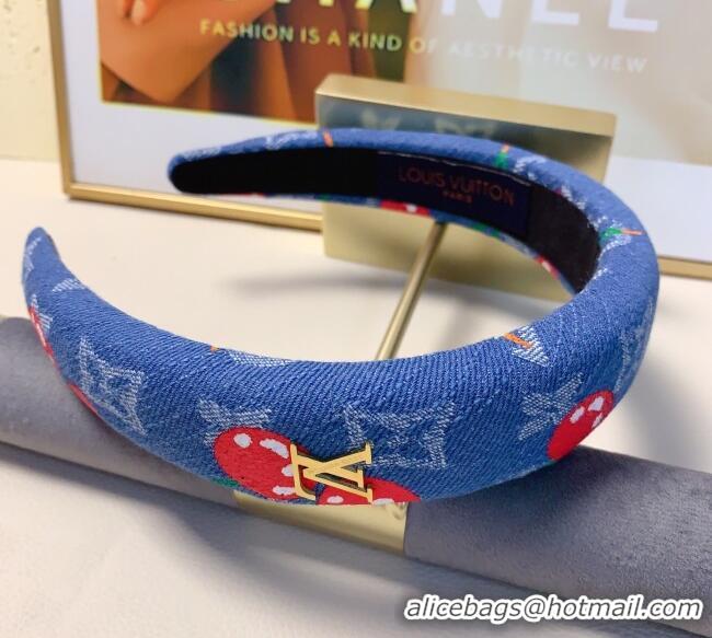 New Cheap Louis Vuitton LV x TM Cerise Cherry Denim Headband LV111238 Blue 2025