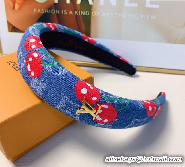 New Cheap Louis Vuitton LV x TM Cerise Cherry Denim Headband LV111238 Blue 2025