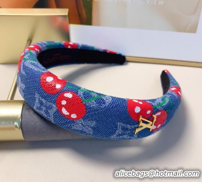 New Cheap Louis Vuitton LV x TM Cerise Cherry Denim Headband LV111238 Blue 2025