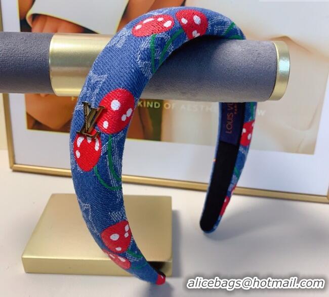 New Cheap Louis Vuitton LV x TM Cerise Cherry Denim Headband LV111238 Blue 2025