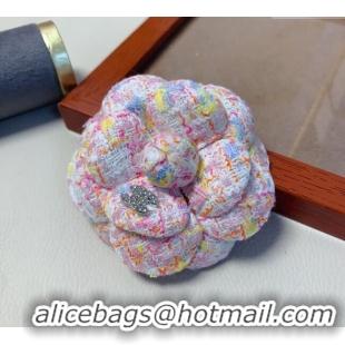 Luxurious Chanel Tweed Camellia Bloom Hairclip/Brooch CH111239 Pink 2025