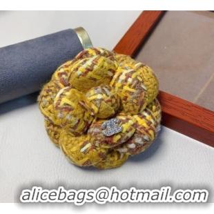 Top Design Chanel Tweed Camellia Bloom Hairclip/Brooch CH111239 Bright Yellow 2025