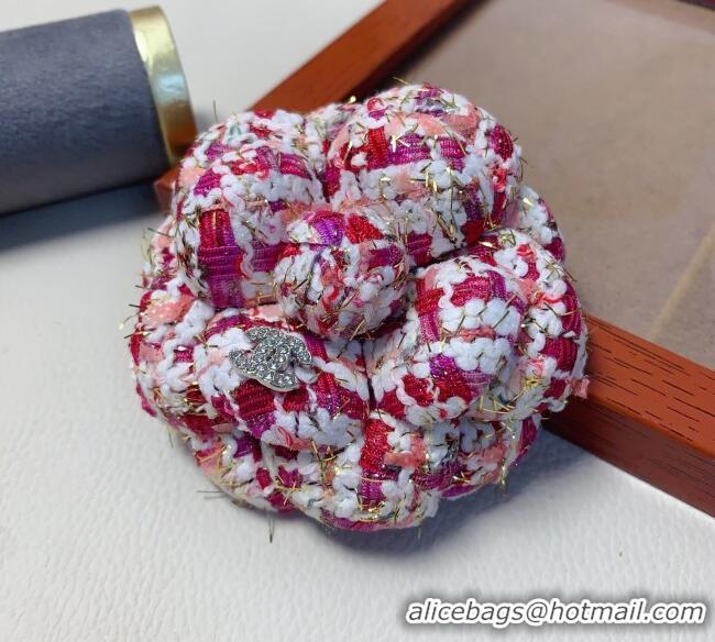 Best Price Chanel Tweed Camellia Bloom Hairclip/Brooch CH111239 Red 2025