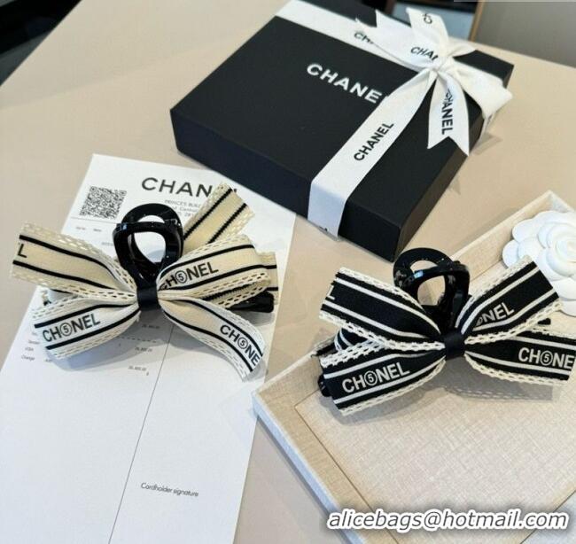 Fashion Discount Chanel Bow Hairclip CH111247 White/Black 2025