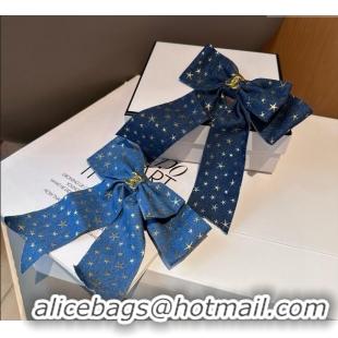 Good Quality Chanel Denim Star Bow Hairclip CH111248 Blue 2025