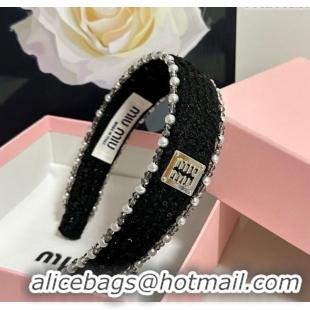 Elegant Discount Miu Miu Pearls Headband MM111252 Black 2025