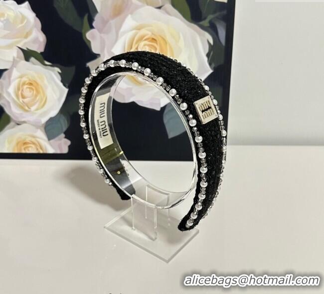 Elegant Discount Miu Miu Pearls Headband MM111252 Black 2025