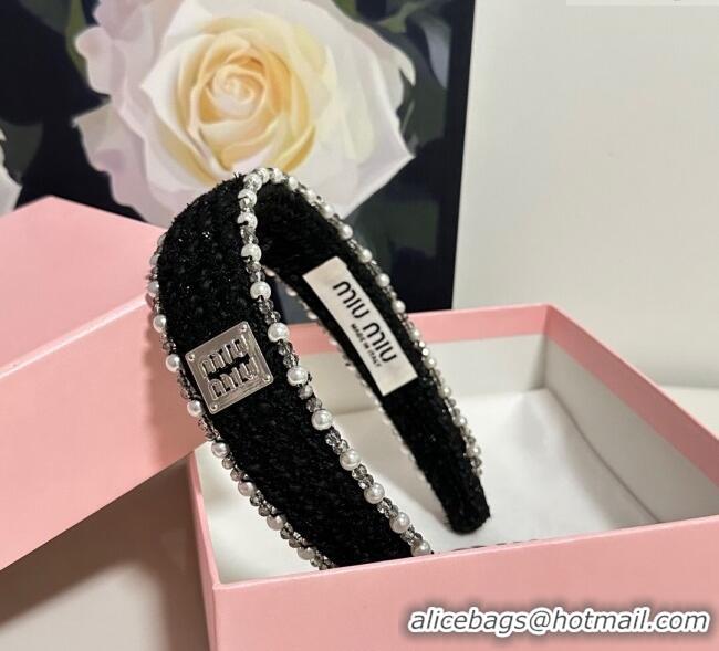 Elegant Discount Miu Miu Pearls Headband MM111252 Black 2025