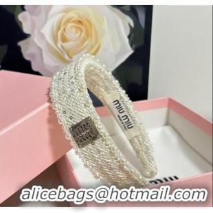Buy Fashionable Miu Miu Pearls Headband MM111252 White 2025