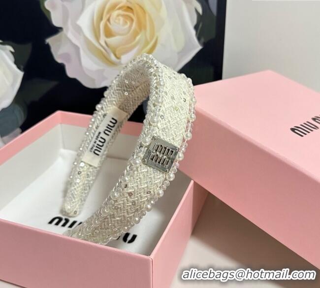 Buy Fashionable Miu Miu Pearls Headband MM111252 White 2025