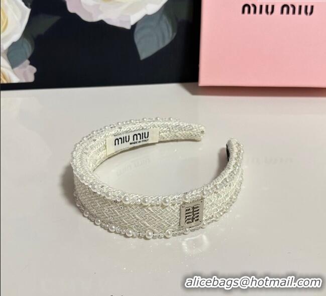 Buy Fashionable Miu Miu Pearls Headband MM111252 White 2025