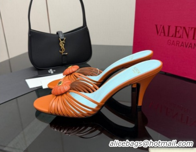 Best Price Valentino Heart Calfskin Leather Heel Slides Sandal Brown VLTN121501 1216002