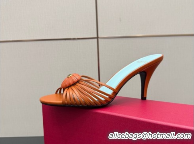 Best Price Valentino Heart Calfskin Leather Heel Slides Sandal Brown VLTN121501 1216002