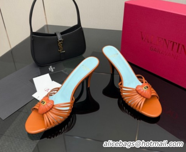 Best Price Valentino Heart Calfskin Leather Heel Slides Sandal Brown VLTN121501 1216002