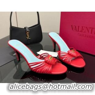 Purchase Valentino Heart Calfskin Leather Heel Slides Sandal Red VLTN121501 1216004
