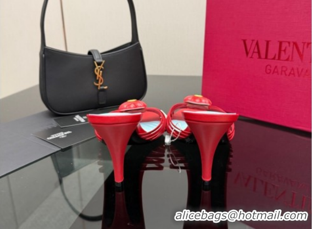 Purchase Valentino Heart Calfskin Leather Heel Slides Sandal Red VLTN121501 1216004
