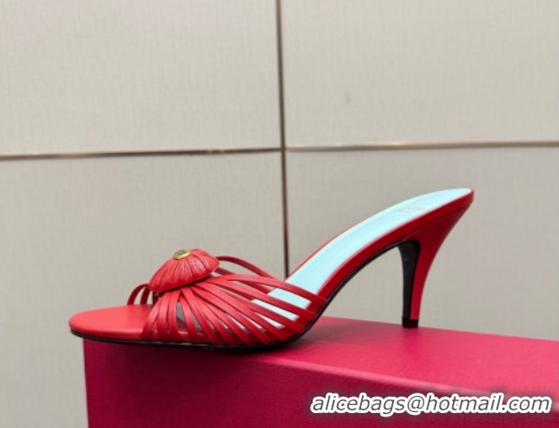 Purchase Valentino Heart Calfskin Leather Heel Slides Sandal Red VLTN121501 1216004