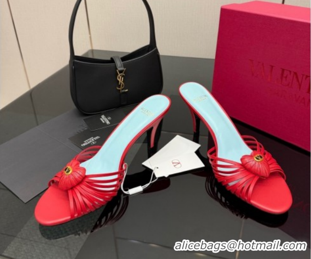 Purchase Valentino Heart Calfskin Leather Heel Slides Sandal Red VLTN121501 1216004