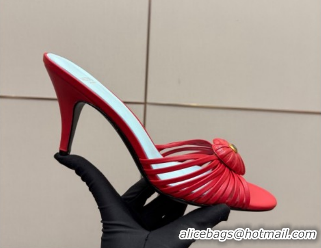 Purchase Valentino Heart Calfskin Leather Heel Slides Sandal Red VLTN121501 1216004