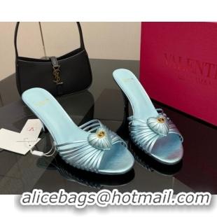 Grade Quality Valentino Heart Calfskin Leather Heel Slides Sandal Blue VLTN121501 1216005