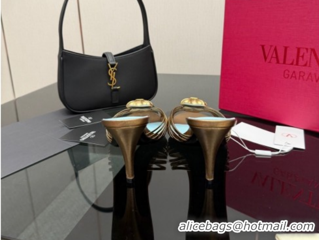 Unique Style Valentino Heart Calfskin Leather Heel Slides Sandal Bronze Gold VLTN121501 1216006