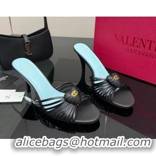Best Grade Valentino Heart Calfskin Leather Heel Slides Sandal Black VLTN121501 1216007