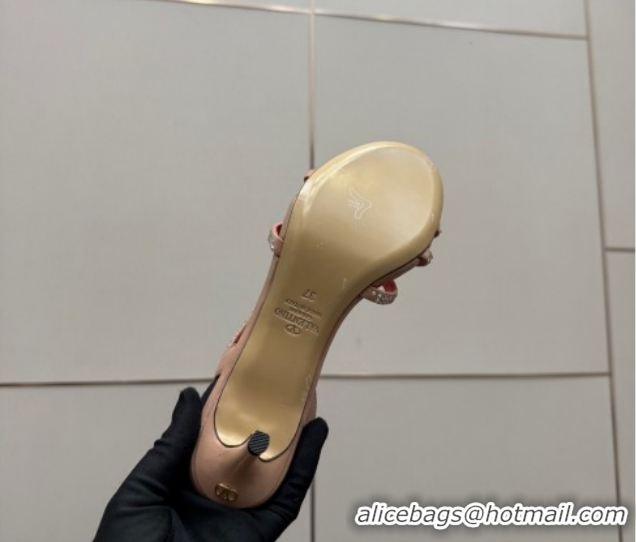 Pretty Style Valentino Calfskin Leather Heel Sandals 5.5cm with Strass Nude VLTN121601 1216012