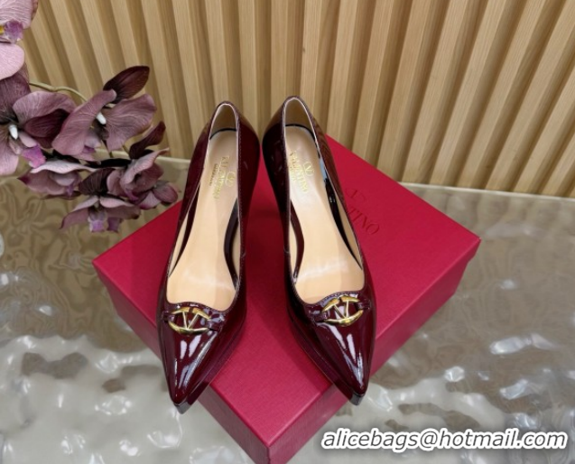 Classic Hot Valentino The Bold Edition VLogo Platform Pumps 11.8cm in Patent Leather Dark Burgundy VLTN121602 1216013