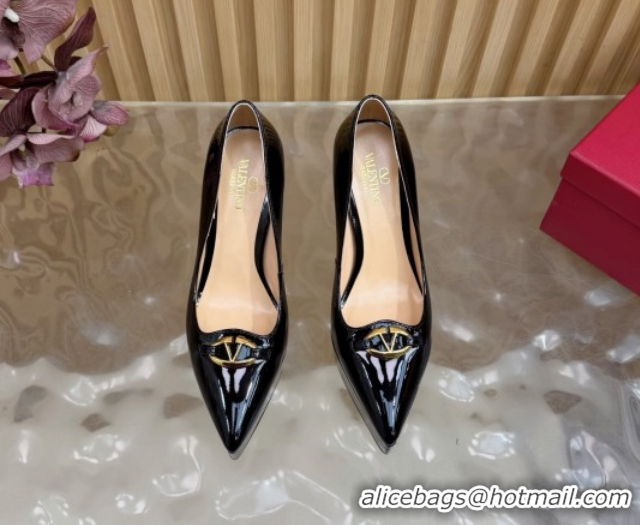 Top Grade Valentino The Bold Edition VLogo Platform Pumps 11.8cm in Patent Leather Black VLTN121602 1216014