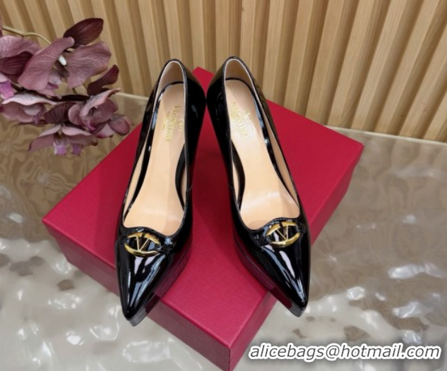 Top Grade Valentino The Bold Edition VLogo Platform Pumps 11.8cm in Patent Leather Black VLTN121602 1216014