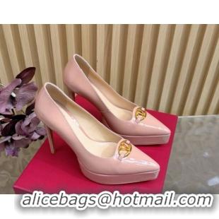 Classic Valentino The Bold Edition VLogo Platform Pumps 11.8cm in Patent Leather Light Pink VLTN121602 51216015