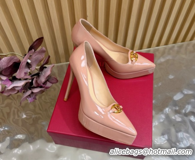 Classic Valentino The Bold Edition VLogo Platform Pumps 11.8cm in Patent Leather Light Pink VLTN121602 51216015
