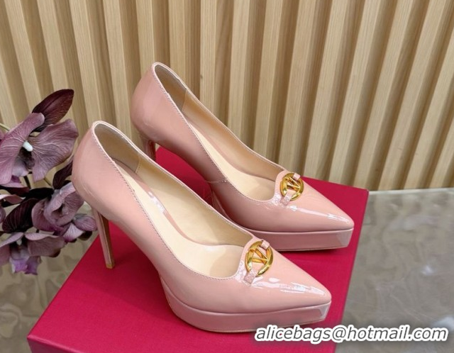 Classic Valentino The Bold Edition VLogo Platform Pumps 11.8cm in Patent Leather Light Pink VLTN121602 51216015