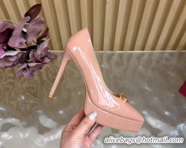 Classic Valentino The Bold Edition VLogo Platform Pumps 11.8cm in Patent Leather Light Pink VLTN121602 51216015