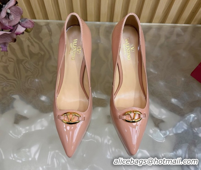 Classic Valentino The Bold Edition VLogo Platform Pumps 11.8cm in Patent Leather Light Pink VLTN121602 51216015