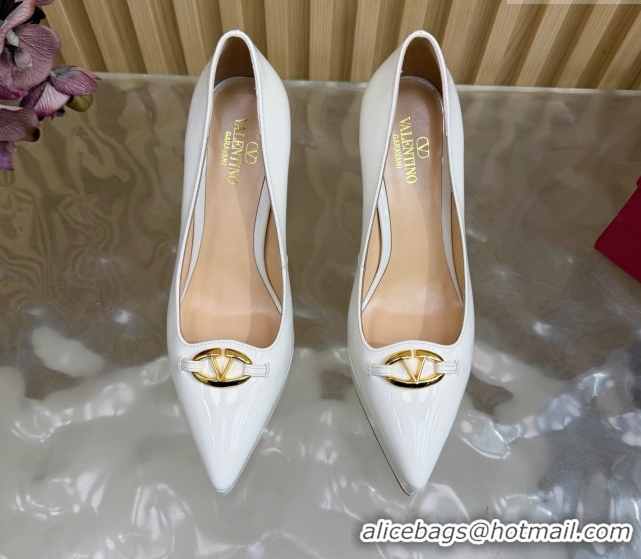 Durable Valentino The Bold Edition VLogo Platform Pumps 11.8cm in Patent Leather White VLTN121602 1216016