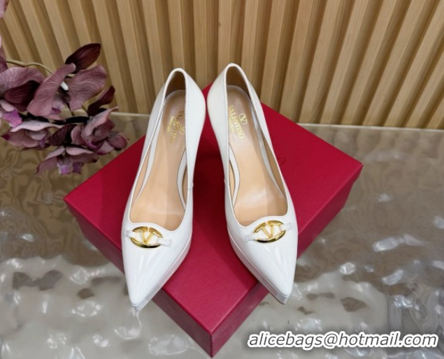 Durable Valentino The Bold Edition VLogo Platform Pumps 11.8cm in Patent Leather White VLTN121602 1216016