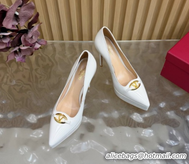 Durable Valentino The Bold Edition VLogo Platform Pumps 11.8cm in Patent Leather White VLTN121602 1216016