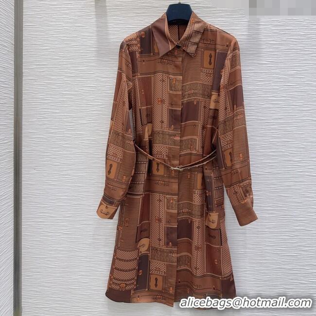 Grade Design Louis Vuitton Silk Dress LV121805 Brown 2025