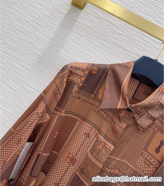 Grade Design Louis Vuitton Silk Dress LV121805 Brown 2025