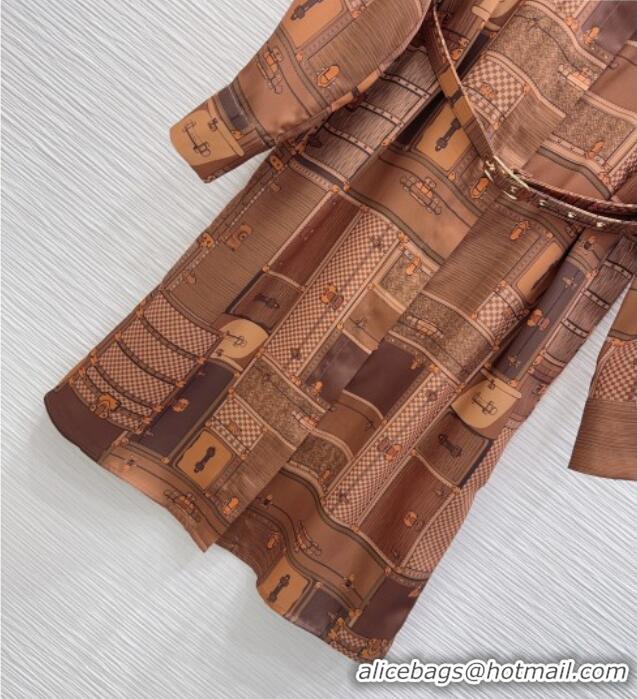 Grade Design Louis Vuitton Silk Dress LV121805 Brown 2025
